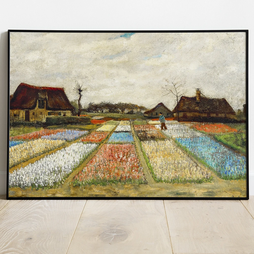 

Famous Artist Van Gogh Flower Beds In Holland Canvas Painting Classic Artwork Bulb Fields Poster Retro Wall Art Room Home Decor