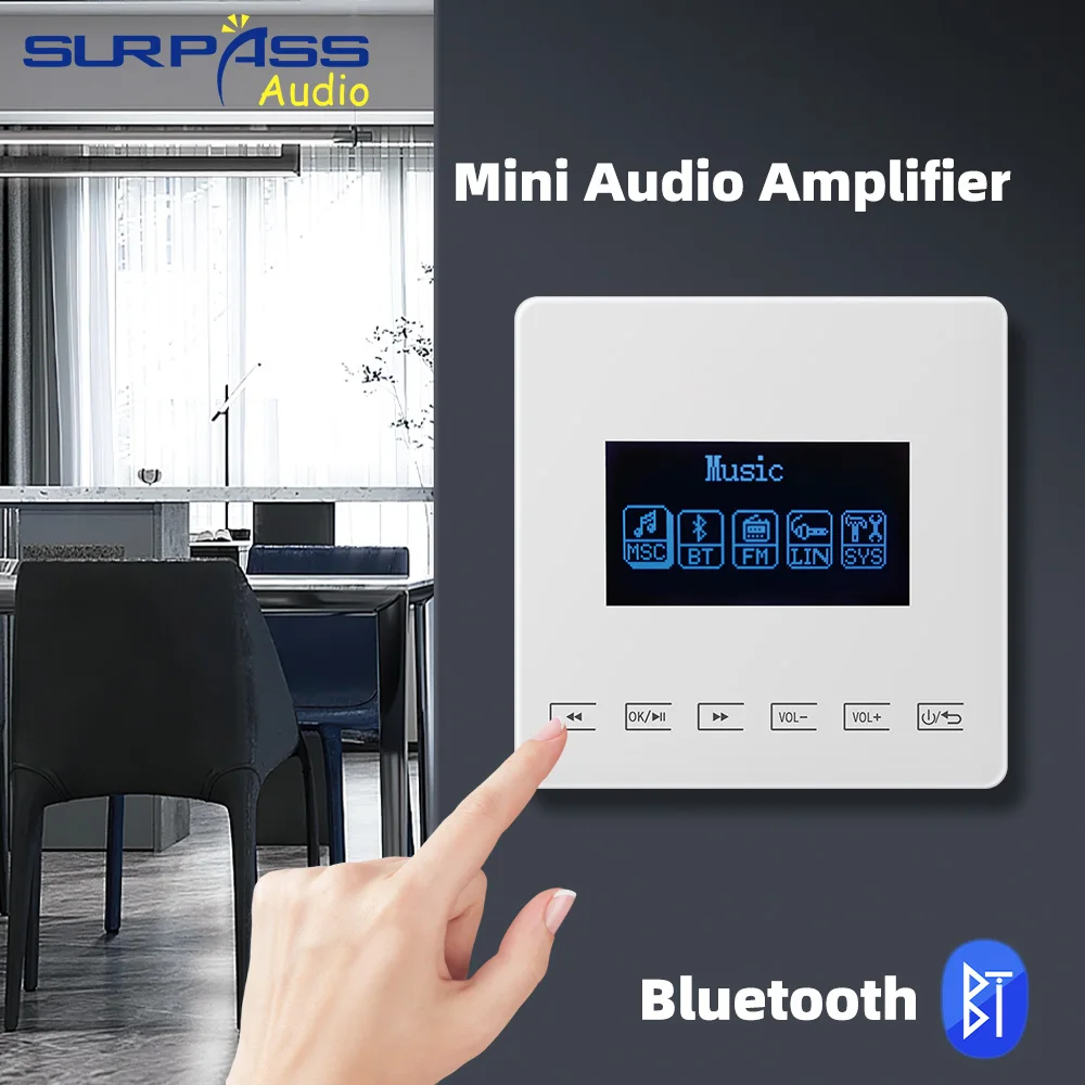 Amplificador de Parede Bluetooth Mini Amplificador Bluetooth Sistema de Áudio em Casa Touchkey Fundo Music Player Conectar a tv Superar