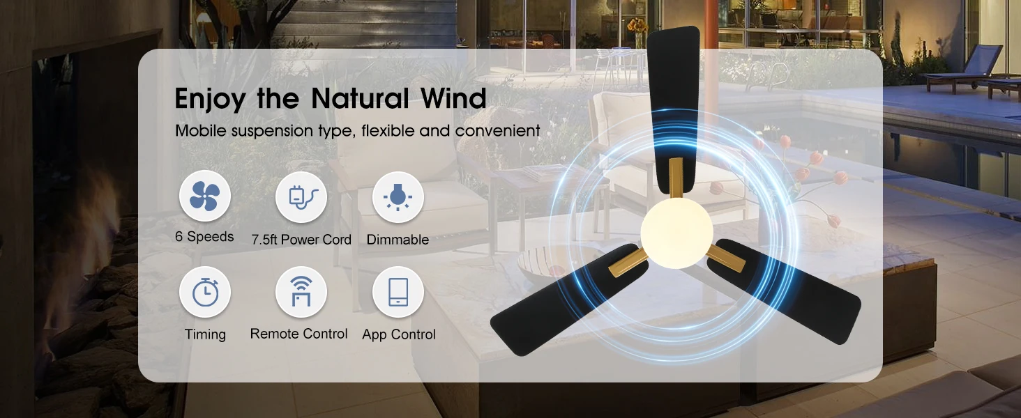 Sealing Led Ceiling Fan with Light Remote Control EU/US Standard Black/Gold Ceiling Lamp Fan 105cm Electric Fan Light Fixture
