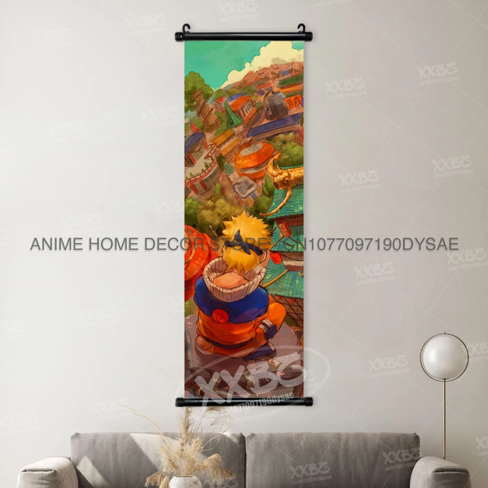 Japanese Style Naruto Wall Art: Rock Lee, Uchiha Sasuke & Obito Scroll Paintings