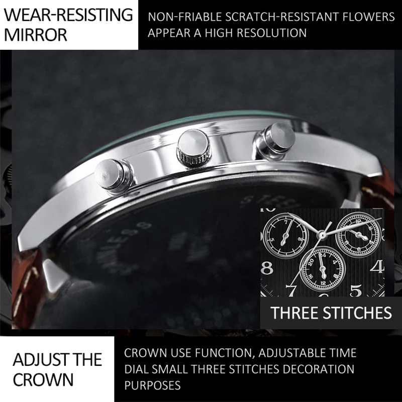 New Watch for Men Fashion Leather Strap Week Calendar Digital Dial Waterproof Luminous Thin Case Men's Wristwatches Reloj Hombre