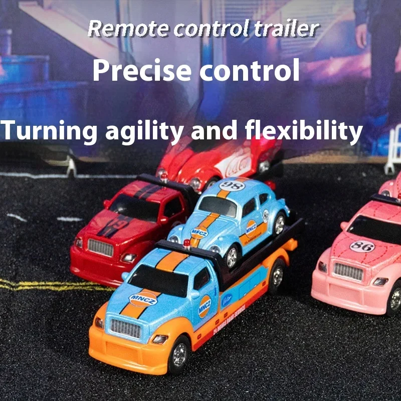 1/64  Alloy Trailer Model Toy Car Diecast Metal Movable Joint Pull Back Rescue Engineering Vehicles Model Car Gifts for Kid Xmas