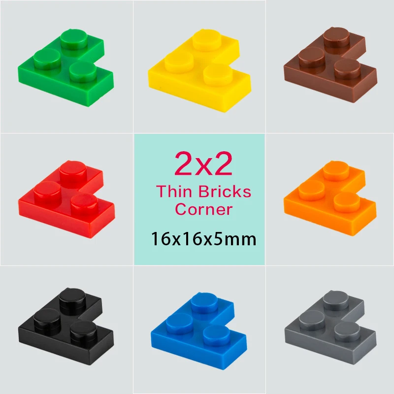 

2x2 Dots Thin Bricks Corner Blocks MOC Educational Toys Building Assemblage Kids Learning Gift Size Compatible Brand 2420