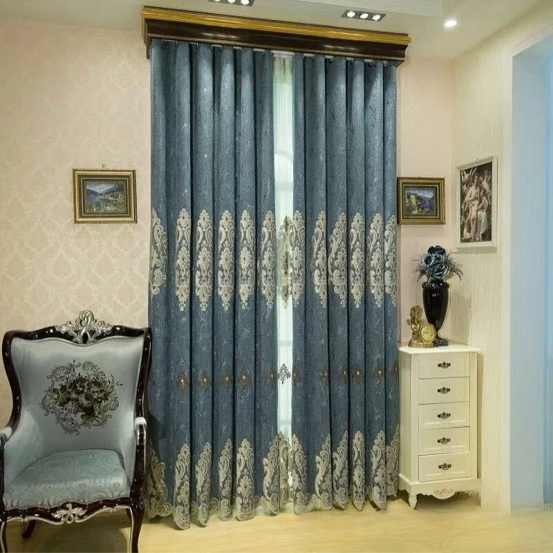 

High-End European Royal Jacquard Curtains High-Precision Curtains Embroidered Dual Color Curtains Living Room Bedroom