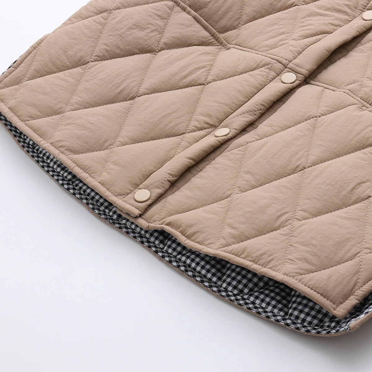 4XL Autumn Winter 2022 Plus Size Parkas Women Clothing Loose Fit Padded Jacket Fashion Hooded Argyle Split Thin Cotton Coat