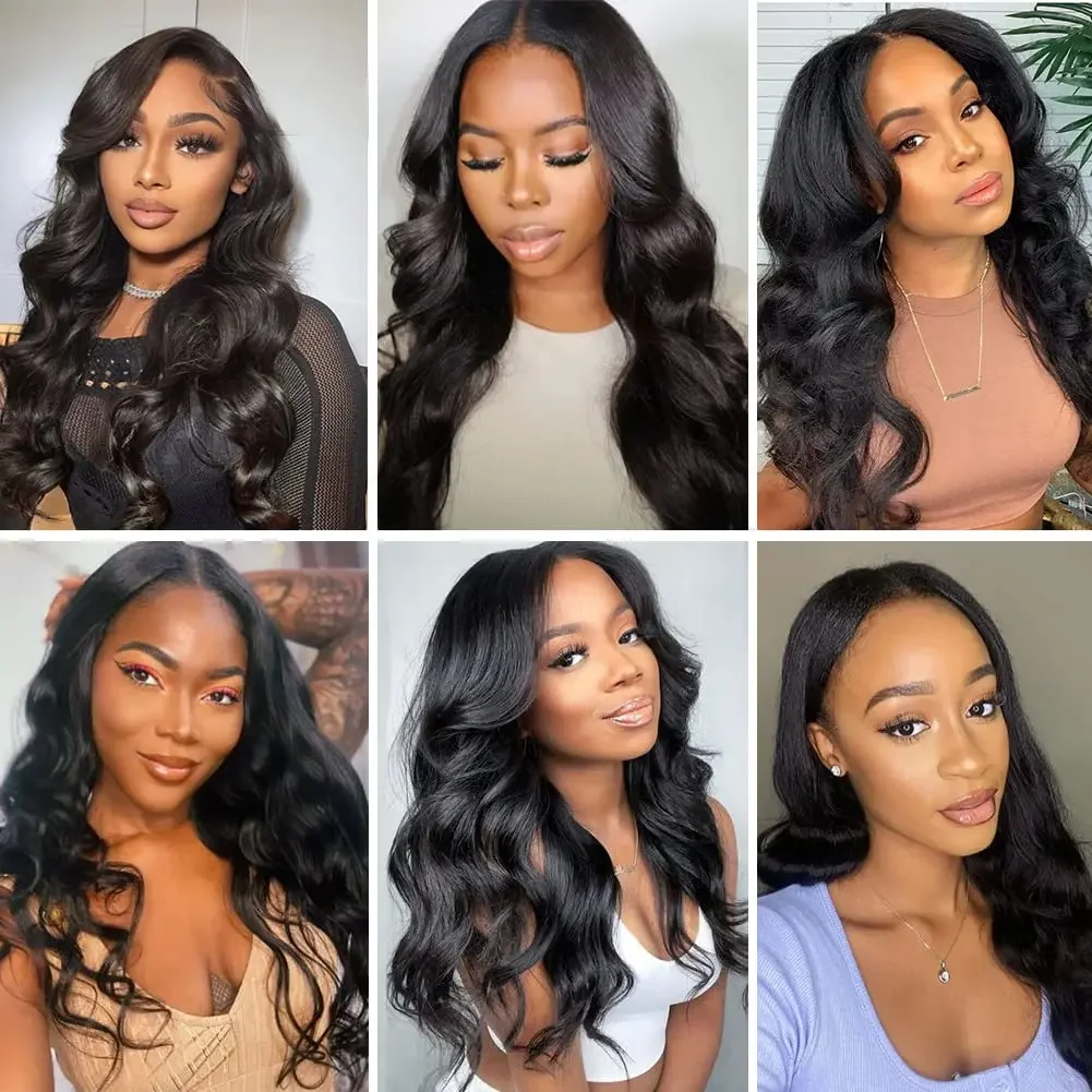 V Part Wig Human Hair Body Wave Brazilian Hair Wig For Black Women 200 Density 12-32inch Natural Color V Shape Wig No Tangle Wig 5