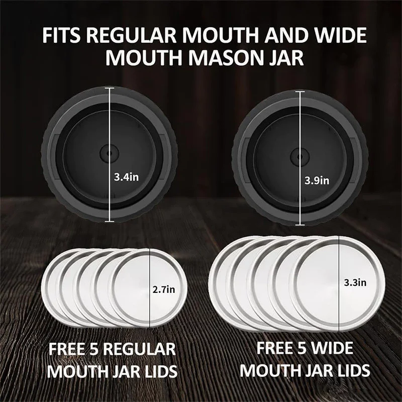 Electric Mason Jar Vacuum Sealer Kit Cordless Automatic Jar Sealer Set for Food Storage and Fermentation with Mason Jar Lids 3