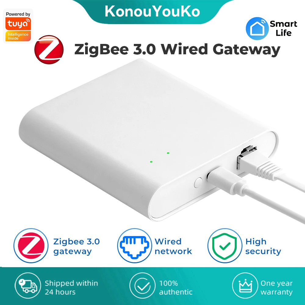 Tuya ZigBee Gateway Zigbee 3.0 Hub Smart RJ45 Wired Home Bridge Connect Smart Life APP Voice Control Works with Alexa Google Hom