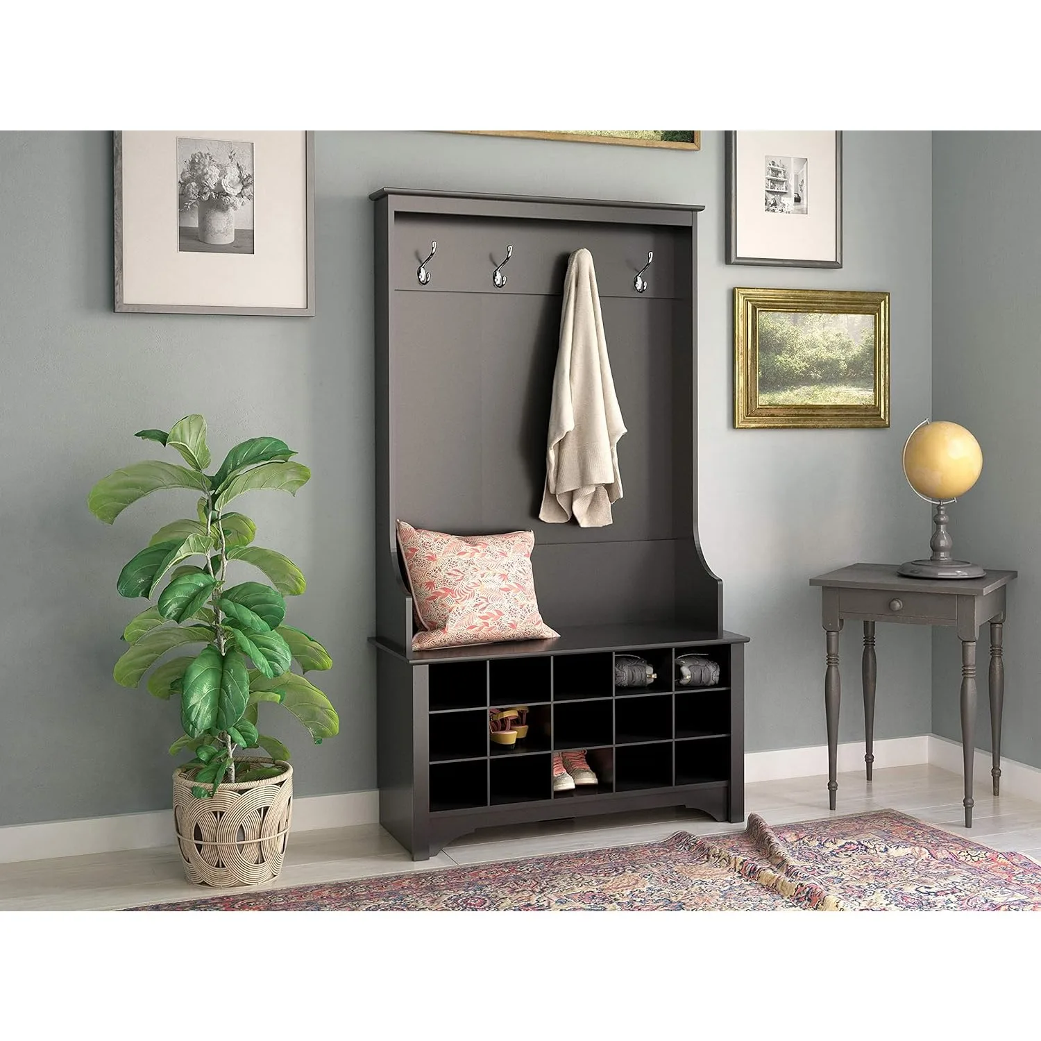 Prepac Hall Tree with Shoe Storage, Black 5