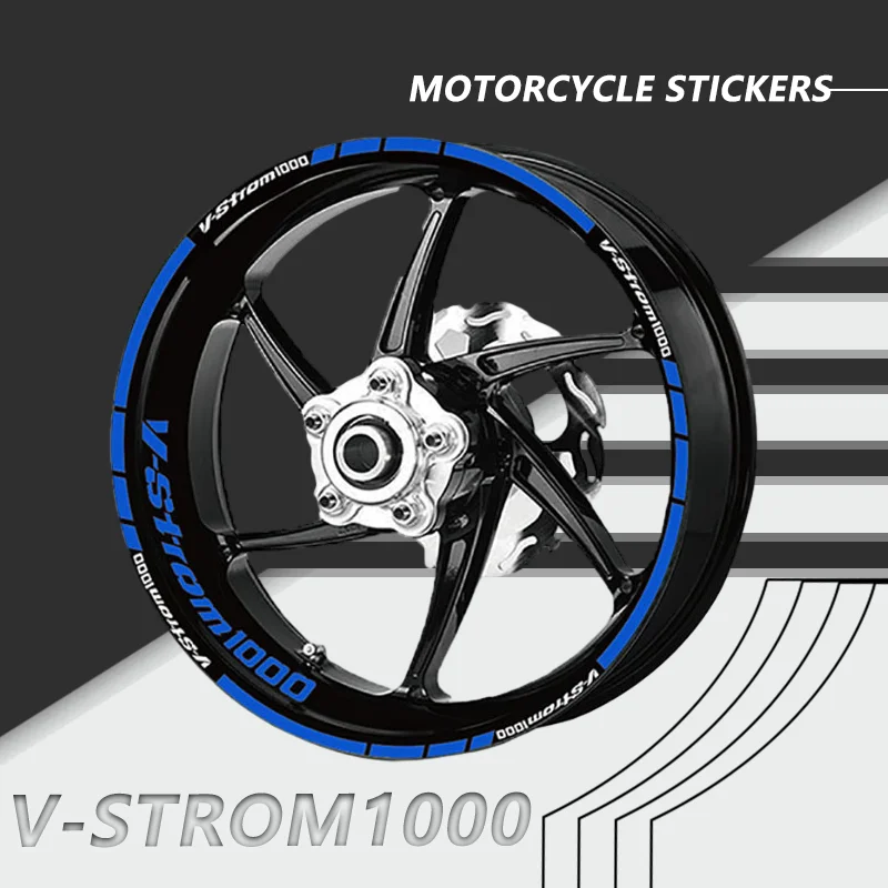For V -STROM1000 V-strom1000 Motorcycle Tire Rim Reflective Stripes Decoration Decals Front Rear Wheel Circle Outer Edge Sticker high quality tb style suit with edging and black edge decoration red white blue high waisted short pants gd same suit set