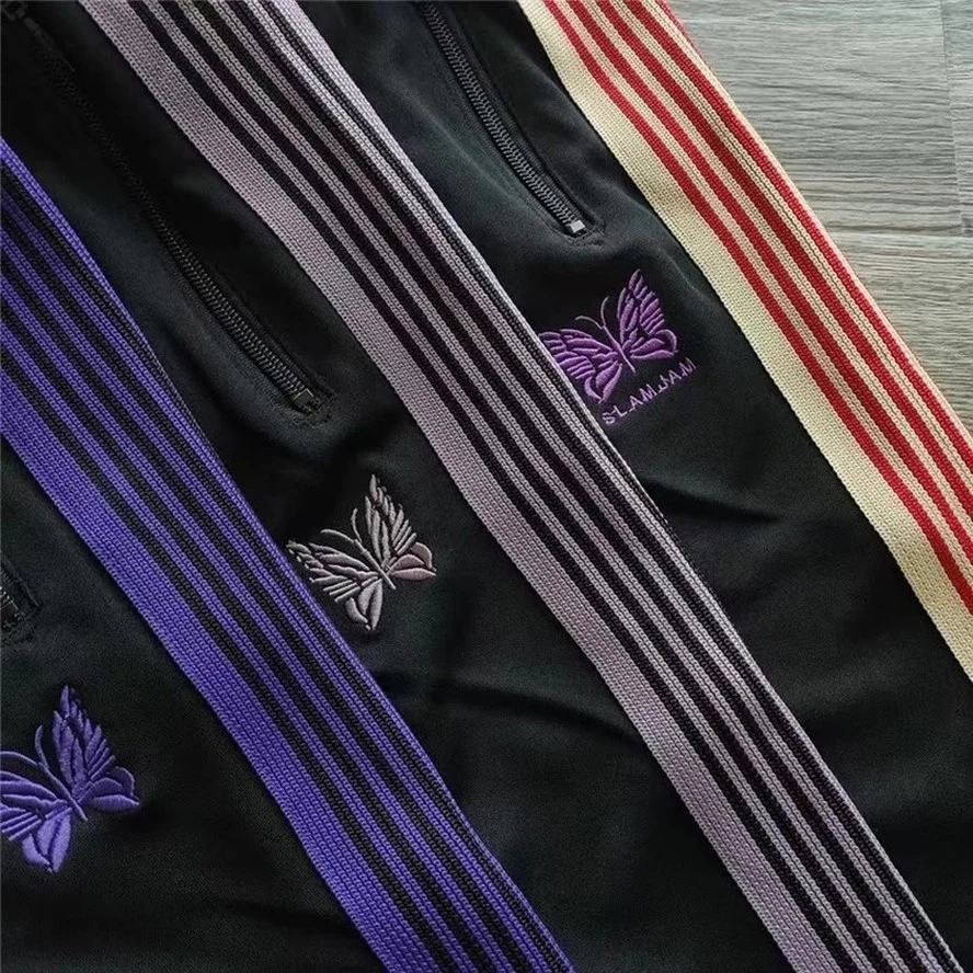 

Men Women 1:1 High-Quality Embroidered Butterfly Needles Track Pants Straight AWGE Trousers