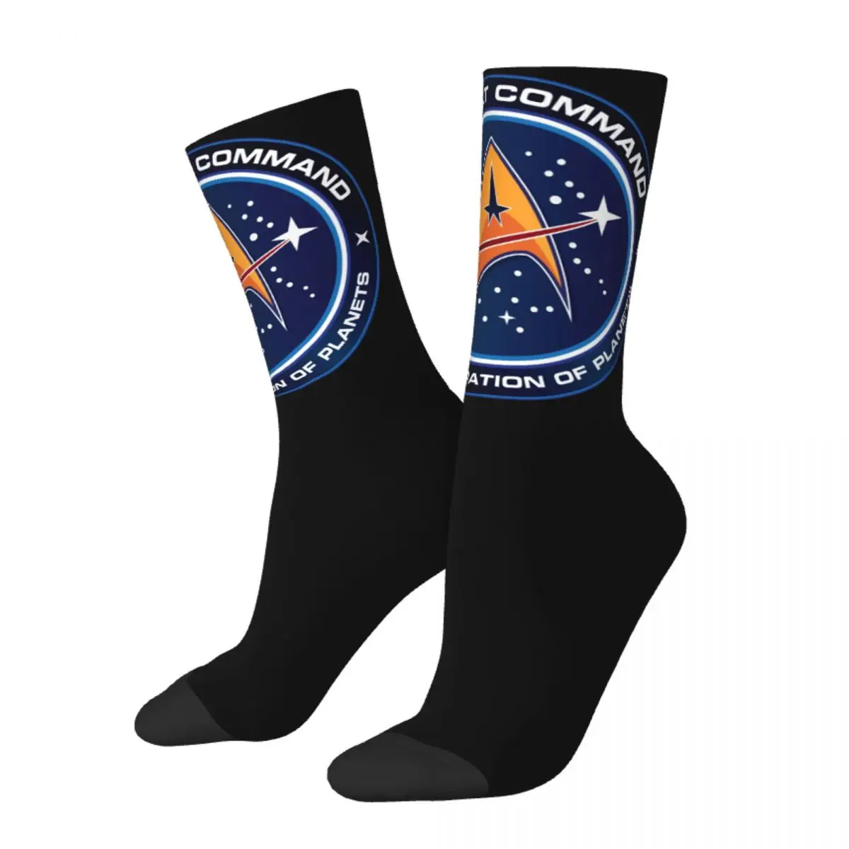 Star Treks Starfleet Theme Design Socks Merch All Seasons Cute Crew Socks Non-Slip Best Gift For Space Movie Fan