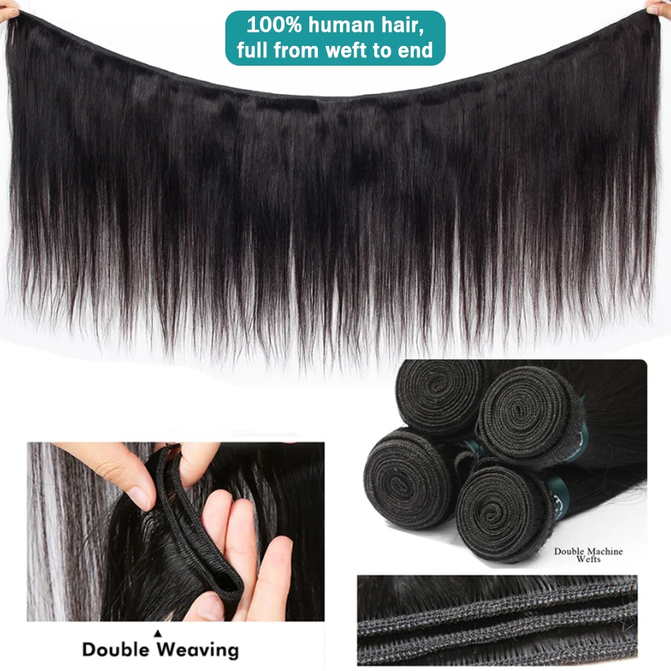 MELODIE Bone Straight Human Hair Weave Bundles Natural Black 30 40 Inches Human Hair Extensions Brazilian