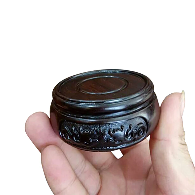 Round Ebony Wooden Pedestal Display Stand, Solid Wood, Decorative Base for Craft Tea Set, Teapot Plants, Ornaments Display