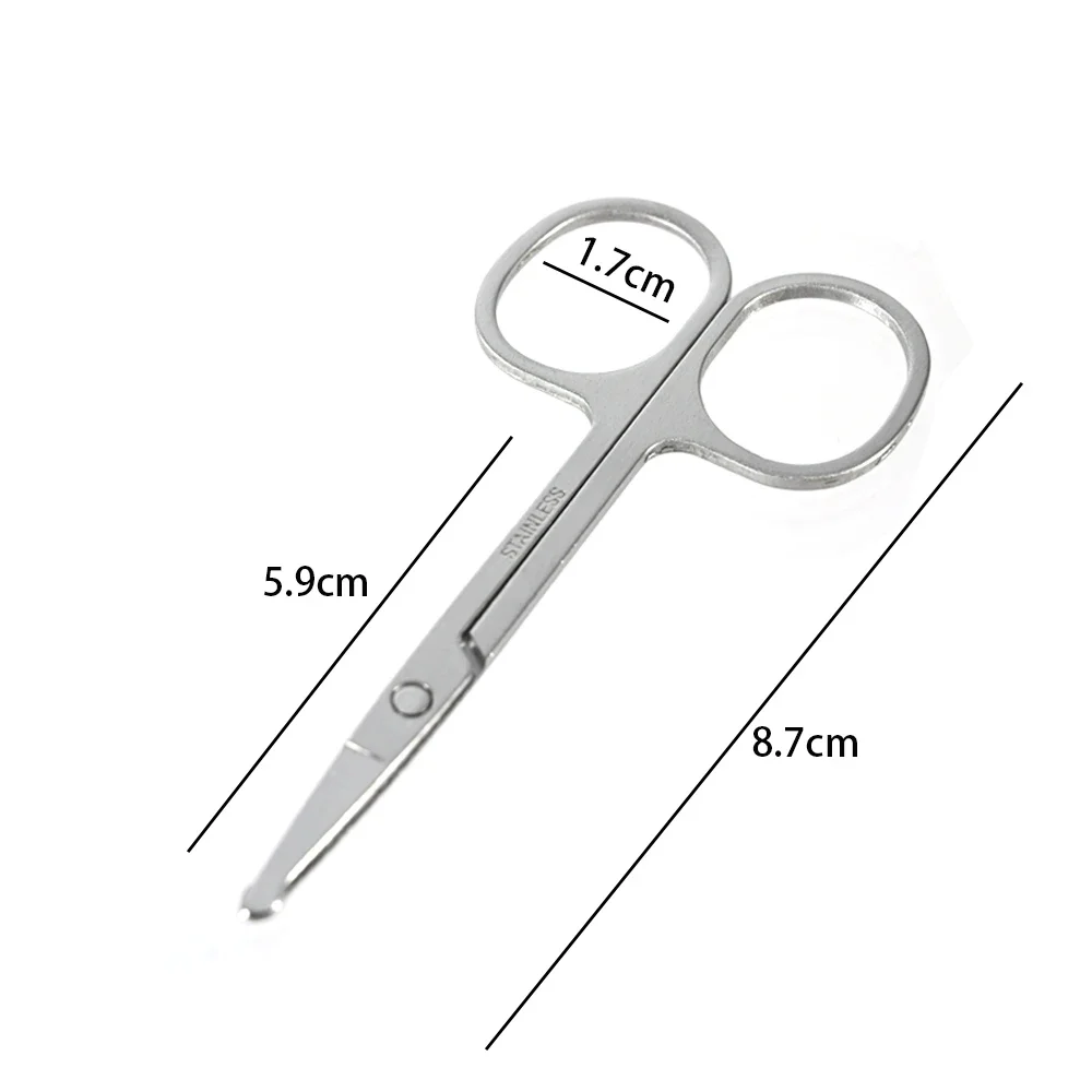 Stainless Steel Eyebrow Scissors Nose Hair Mini Small Eyelash Facial Hair Straight Round Tip Eyebrows Nail Beard Manicure Makeup 6