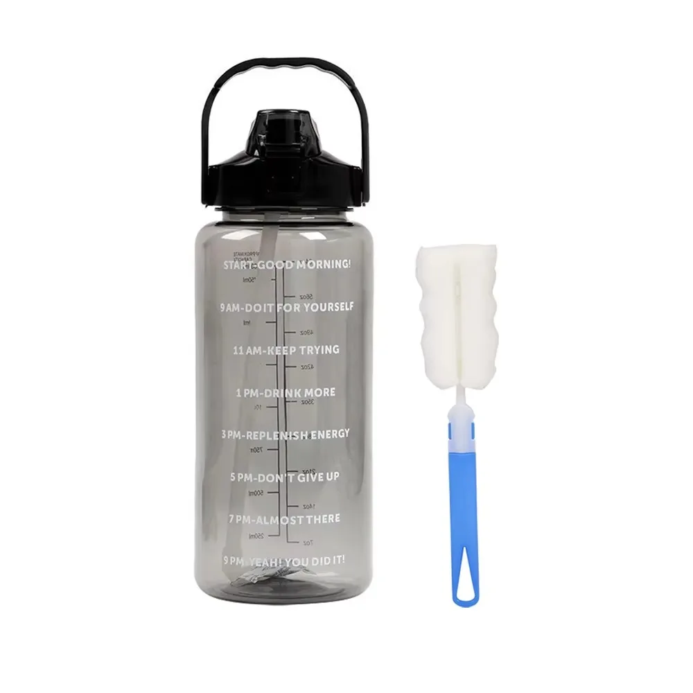 Large 2-Liter Portable Water Bottle with Straw - Durable Plastic Sports and Fitness Cup