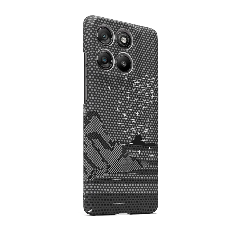 Magnetic Carbon Fiber Striped Lightweight Hard Case with Magsafe Compatibility