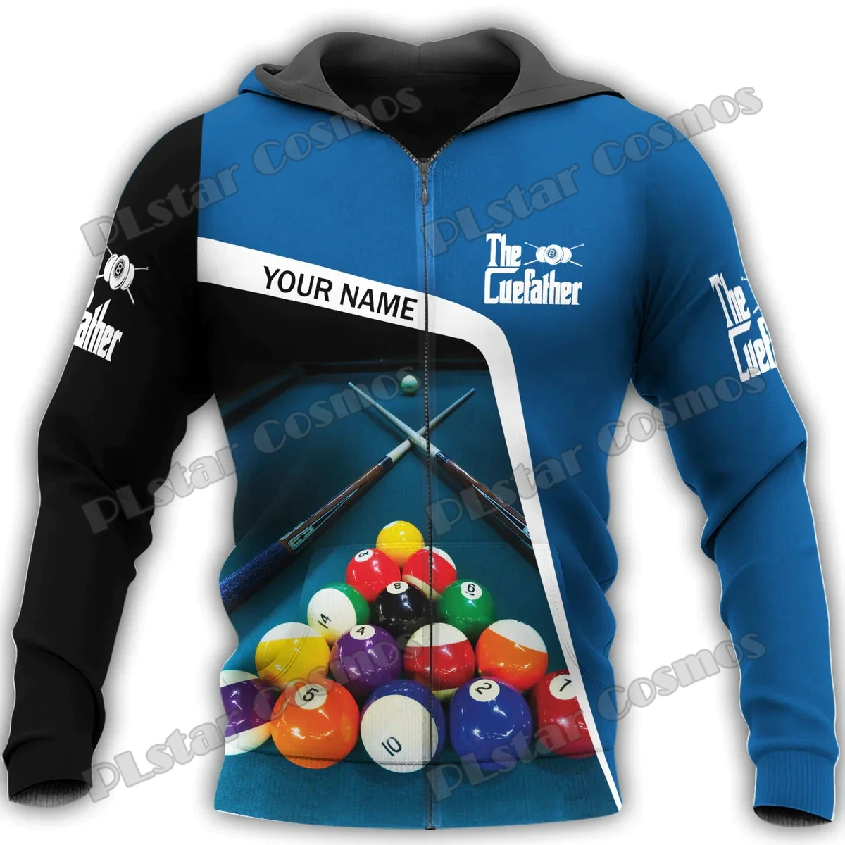 Custom Name Billiard team play 3D All Over Printed Men's Fashion Hoodie & Sweatshirt Autumn Unisex Casual zipped Pullover HW36