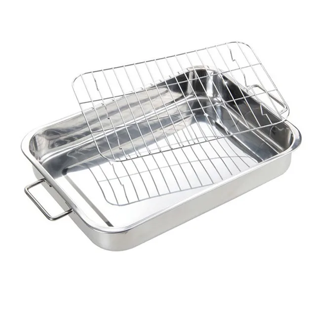 Stainless Steel Deep Roasting Tray with Grill Rack 1