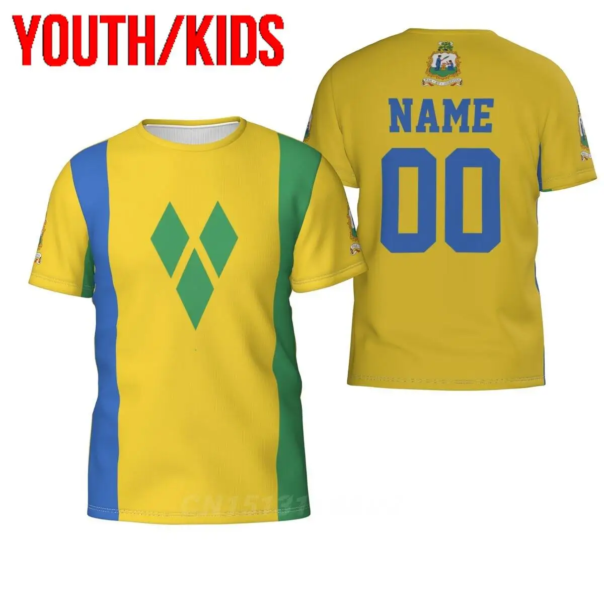 

Youth Kids Custom Name Number Saint Vincent And The Grenadines Country Flag 3D T-shirts Clothes T shirt Boy Girl Tees Tops