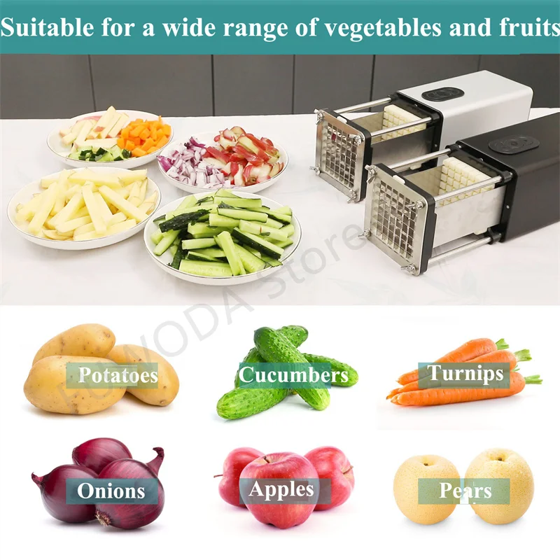 Electric Vegetable Cutter Commercial Electric French Fries Cutter Stainless Steel Potato Chips Onion Cucumber Cutting Machine Electric Vegetable Cutter