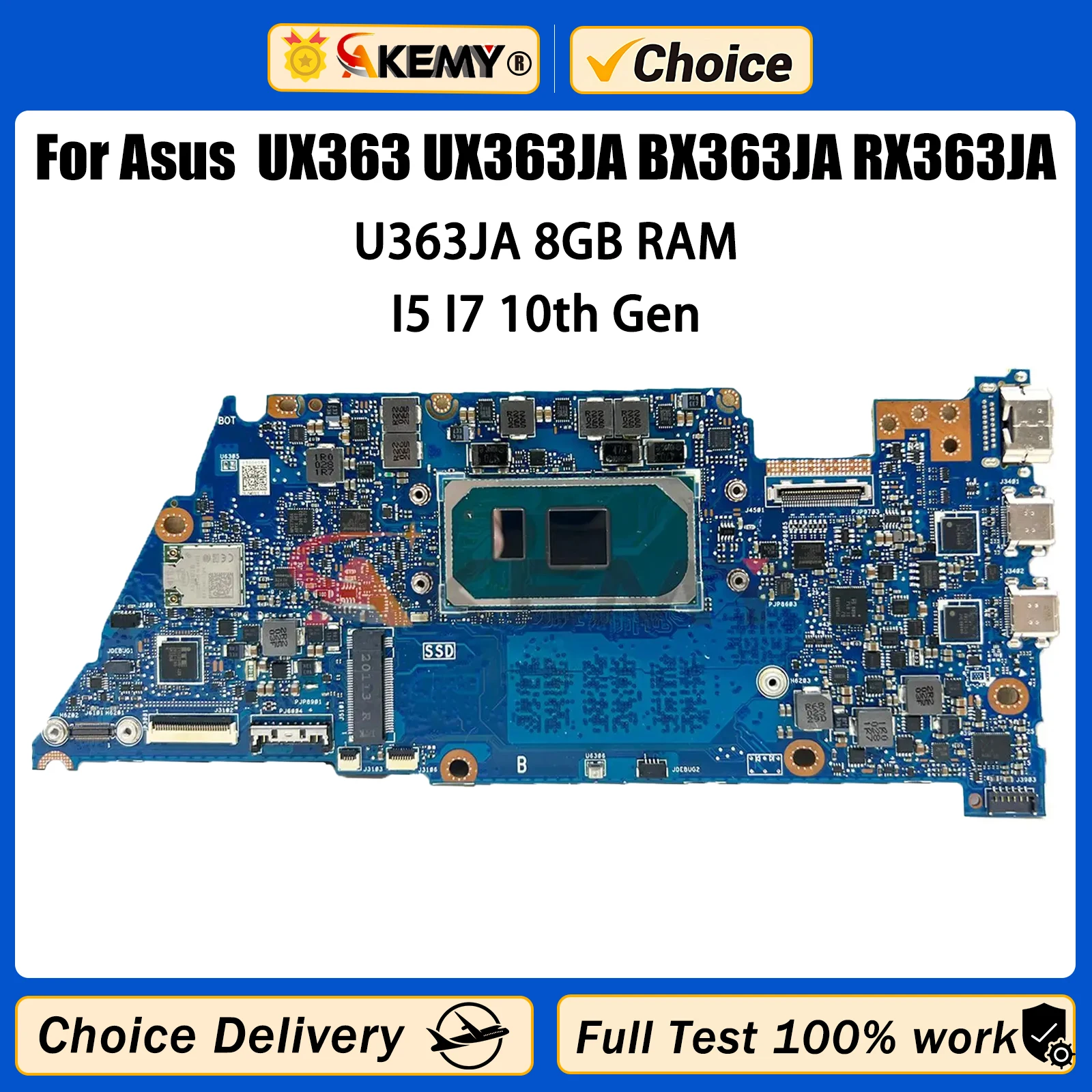 

Akemy UX363JA Laptop Motherboard For Asus Zenbook Flip 13 UX363 UX363JA BX363JA RX363JA Mainboard With i5 i7 10th Gen CPU 8G RAM