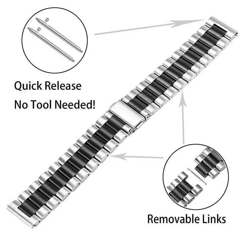 Premium Stainless Steel Watch Band Strap - 18mm, 20mm, 22mm