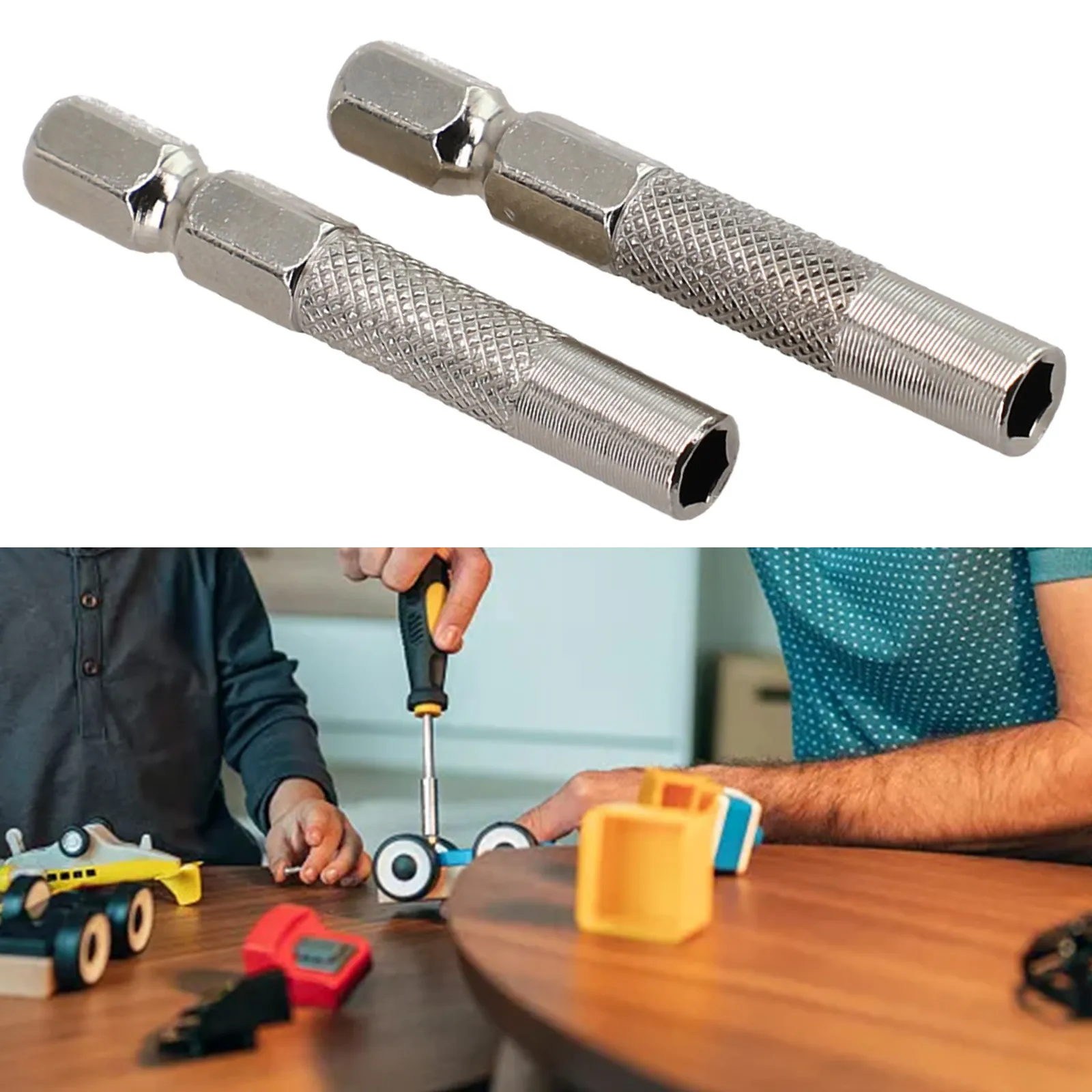 2 stücke Fahrer Buchse Adapter Hex Schaft 1/4in Insert Bit Adapter Zu 4mm Elektrische Schraubendreher Buchse Halter Hülse verlängerung Bar – Detail 6