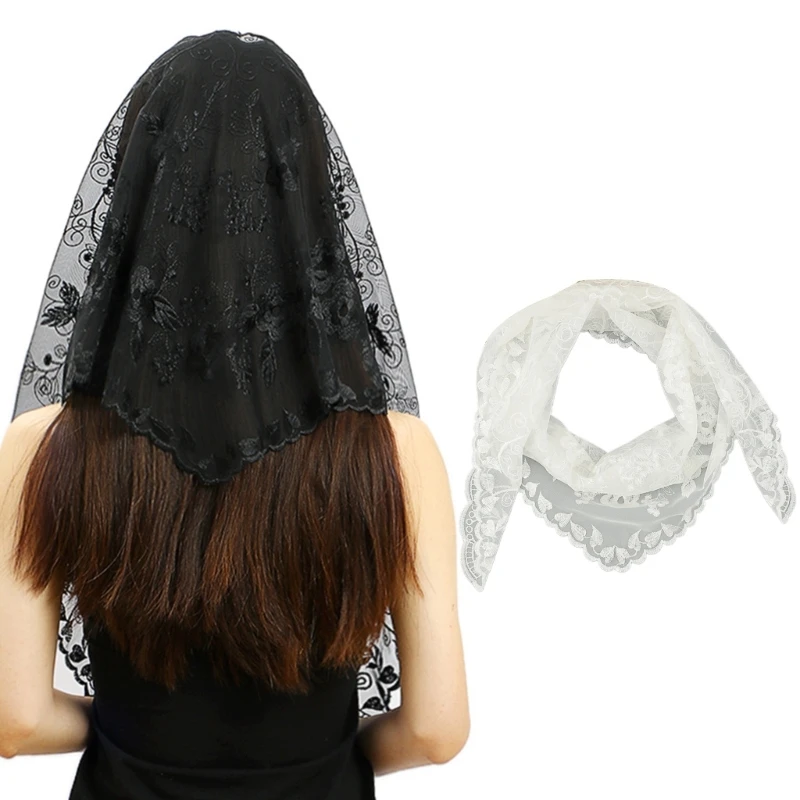 

Floral HeadScarf Veil Lace Scarf Summer Hijab Lace floral Scarf for TRIANGLE Pashmina Hijab Scarfs For Women
