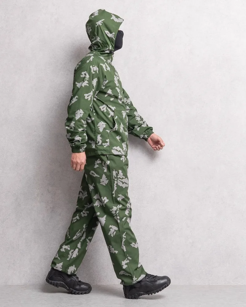 Russischer Militär-Tarnanzug-Überzug, Mantel, weiße Blume, kleiner grüner Mann, Ruinen, deutsche Punkt-Sonnenschutzjacke – Detail 11