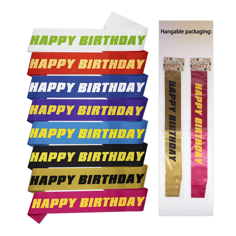 

Happy Birthday Party Ribbons Solid color Ding cloth letter printing Simple ribbon for celebration party supplies