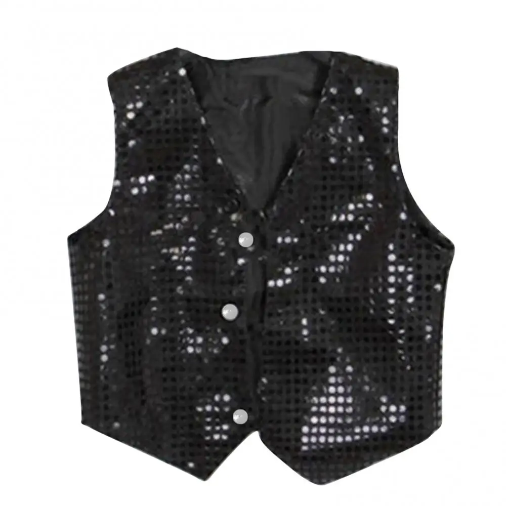 Children Shining Sequins Clothes Boys Students Christmas Stage Performance Costumes Kids Hip-hop Jazz Stage Dance Vest Waistcoat 6