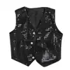 Children Shining Sequins Clothes Boys Students Christmas Stage Performance Costumes Kids Hip-hop Jazz Stage Dance Vest Waistcoat 6