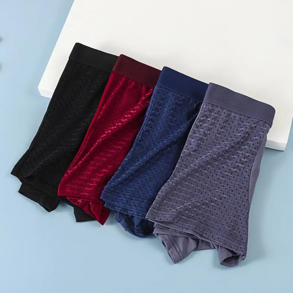 

Men Breathable Boxers Breathable Ice Silk Mesh Men's Boxers with U Convex Design Quick Dry Technology Soft Underwear for Comfort