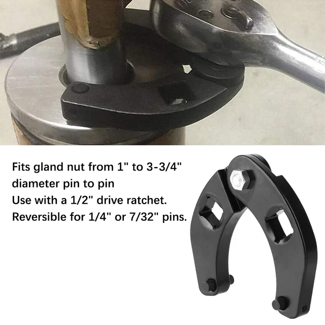 Reverses 2" to 6" Tool Gland Nut Hand Wrench Universal Hand Tools Adjustable for Farm Machines Hydraulic Cylinders Spanner 2