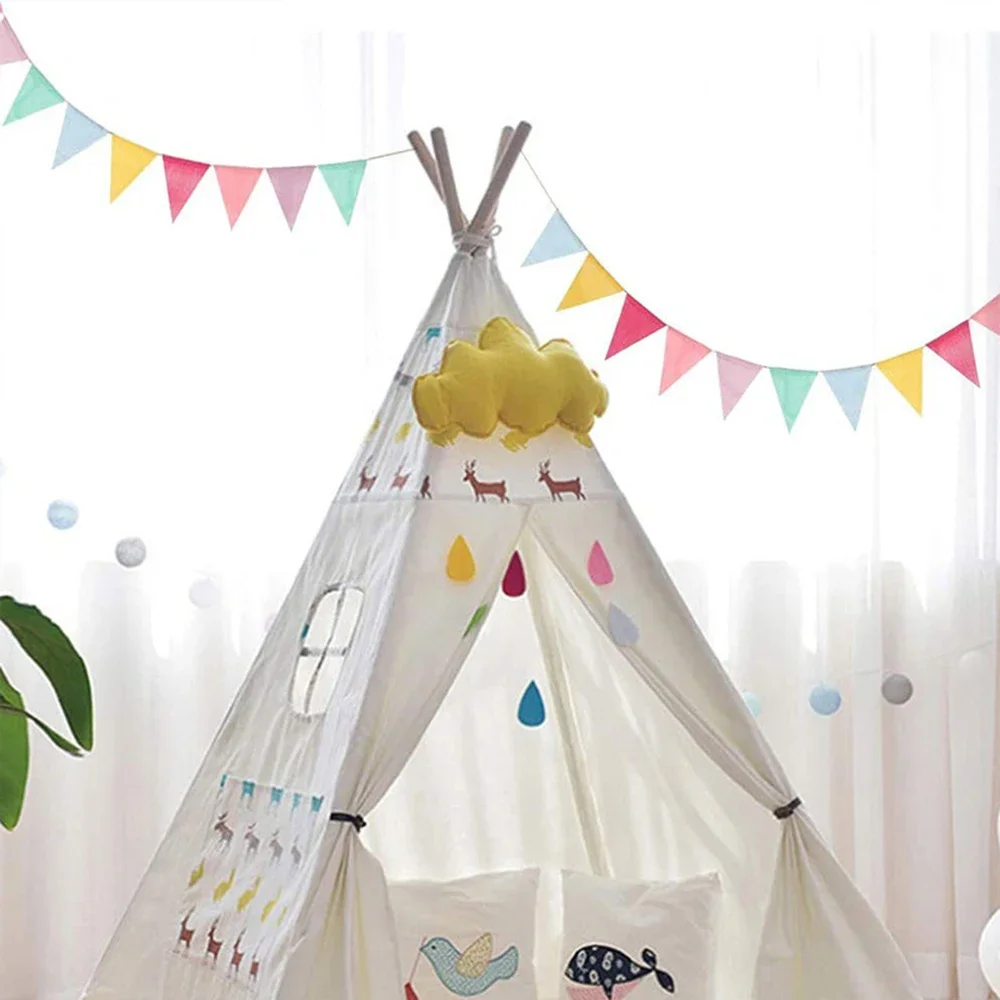 Vintage Colorful Burlap Linen Bunting Flags Pennant 1PC for Happy Birthday Party Wedding Decoration Candy Bar