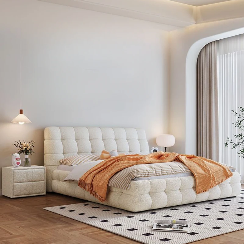 Loft Queen European Double Bed Simple Modern White Girls Bedroom Twin Bed Storage Wood Cama De Casal Master Bedroom Furniture