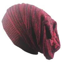 Men and Women Hat Mixed Color Cotton Striped Hip Hop Winter Warm Hat Beanies Knit Long Loose Hat Outdoor Warm Pullover Caps 2