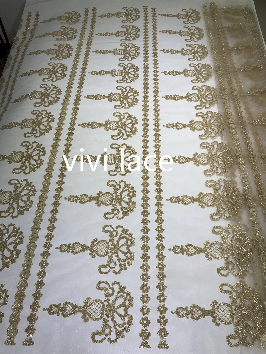 

5 Yards New Bridal Wedding Shining Golden Glitter Glued Tulle Lace Fabric For Sawing Party Dress/Occasion