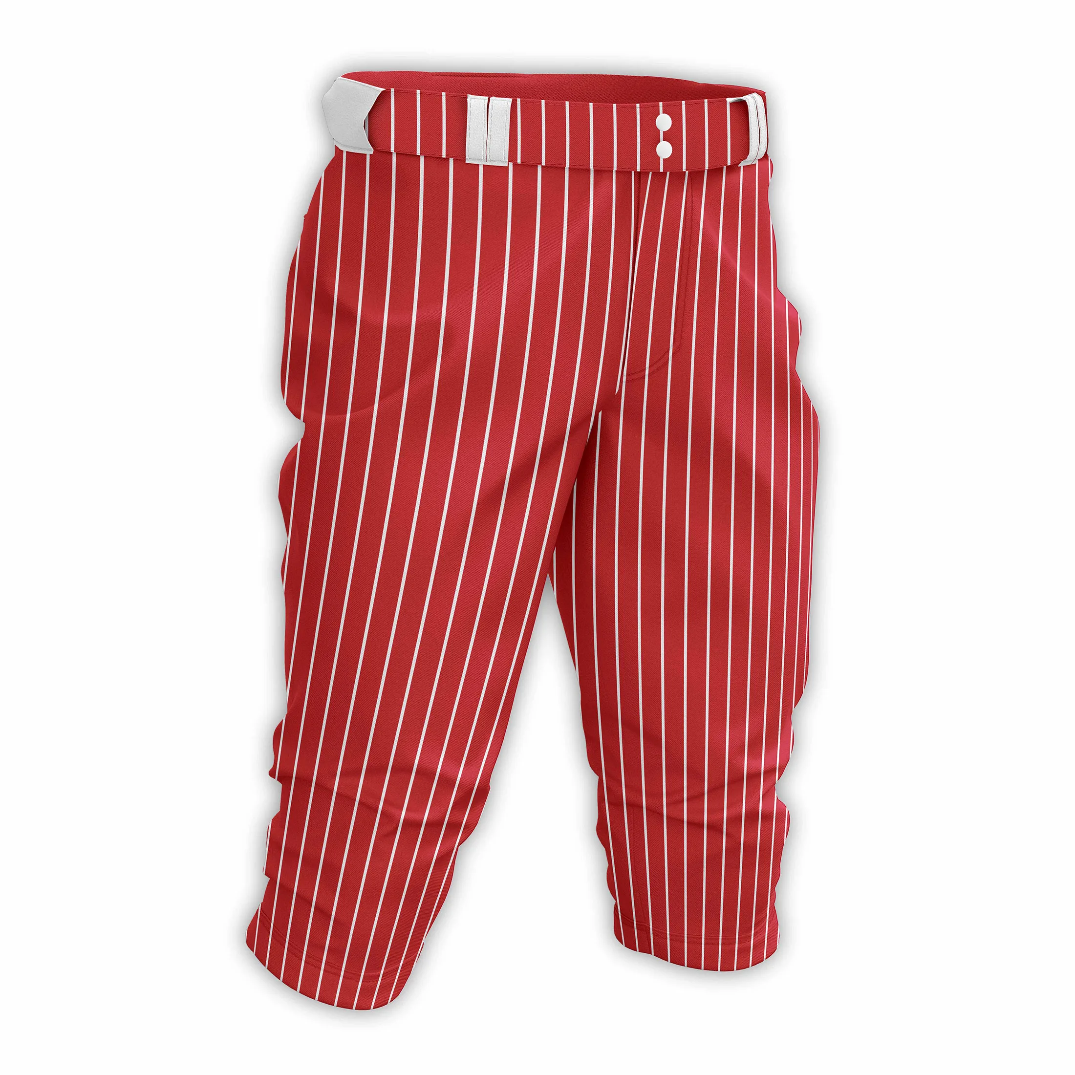 Professional Twill Baseball Middle Pants with Zipper Fly for Adults-Slim-fit Cropped Softball Trousers