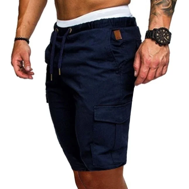 Summer Mens Cargo Short Slim Fit Jogger Safari Trousers Multi-pocket Work Street Pants