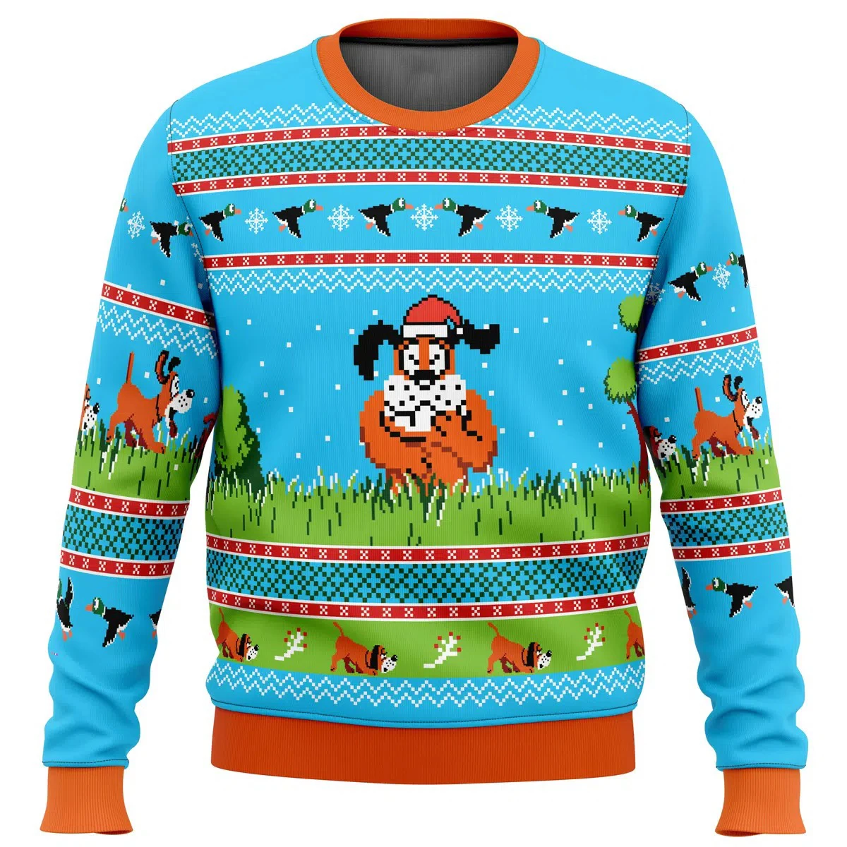 Duck Hunt Classic Nostalgic Games Cartoon Herren-Sweatshirt mit Rundhalsausschnitt, hässliches Weihnachts-Sweatshirt, weich, bequem, stilvoll, lockere Passform, Herbst und Winter