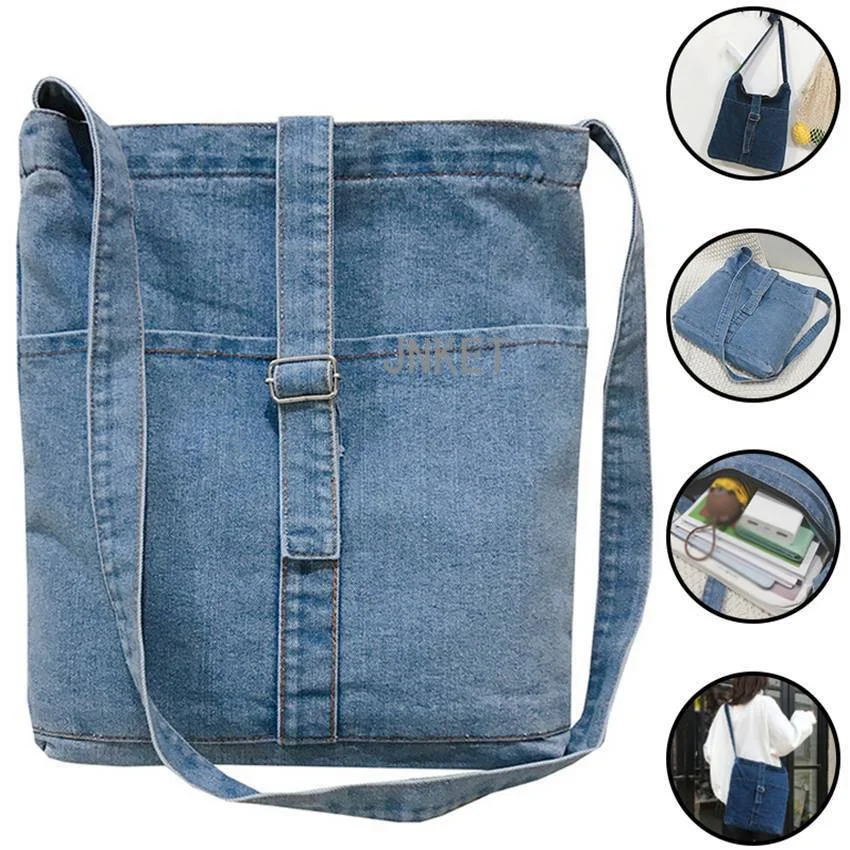 Large Capacity Bag Women Denim Shoulder Bag Casual Crossbody Bag Ladies Sling Bag