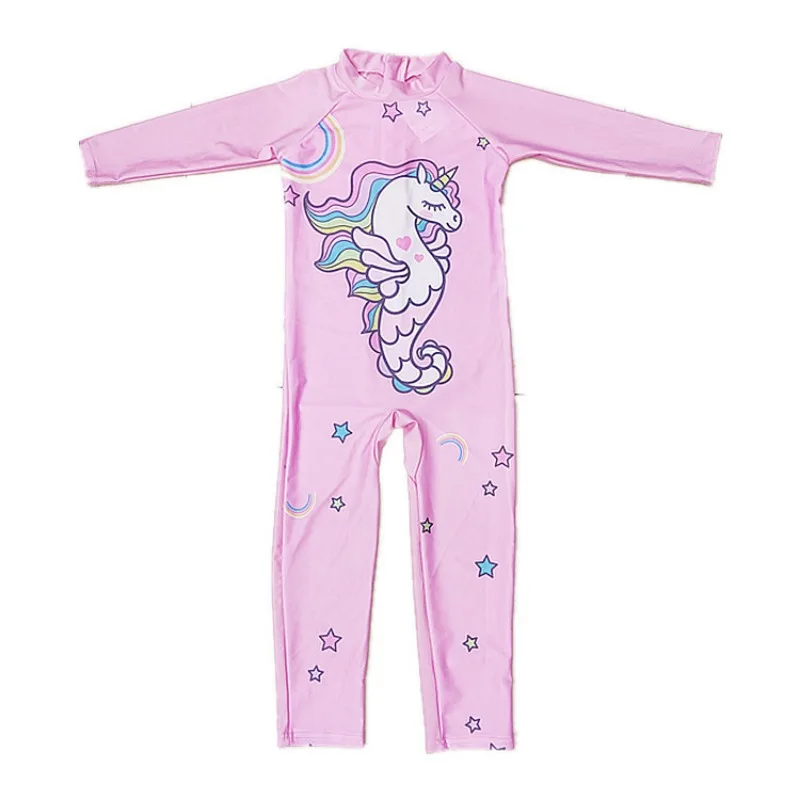 Children's Swimsuit Bathing Suits for Boys and Girls One-piece Swimsuit Cartoon Long Sleeved Beachwear Jumpsuit Surfing Suit - 5