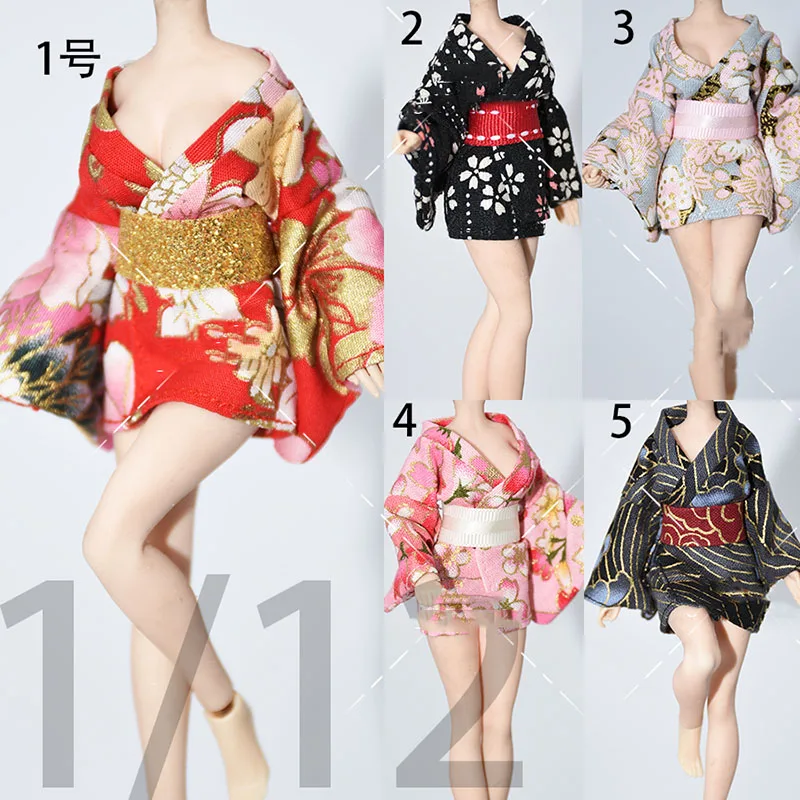 

1/12 Scale Sexy Female Japanese Kimono Bath Clothes Suit with Waist Rope Accessory Model for 6 inches Solider Action Fugure