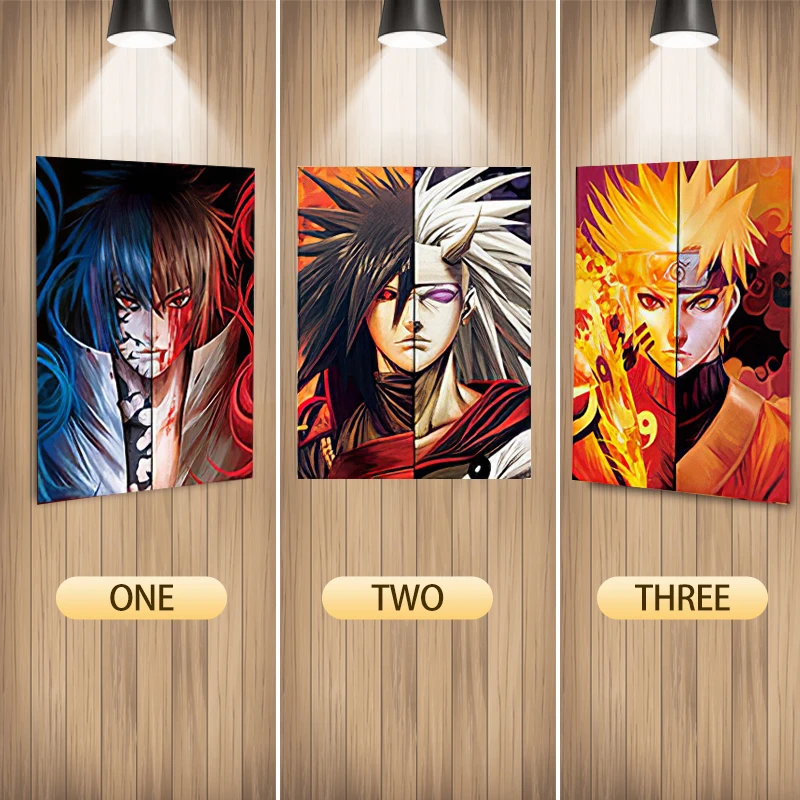 Anime NARUTO 3D Lenticular Poster Sasuke/Madara/Uzumaki Naruto Anime Painting Home Decor Wall