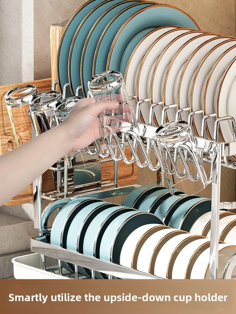 Stainl Steel Kitchen Storage Ra Multi-Function Bowl Cup Organizer Self-Unloading Water Knife Ra Modern Simple Sle