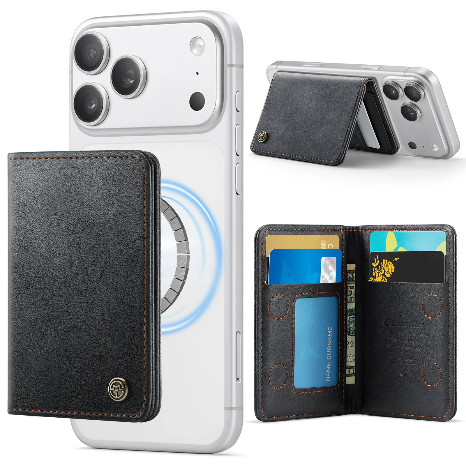 Universal Magnetic Card Holder Wallet with Skin Feel Finish