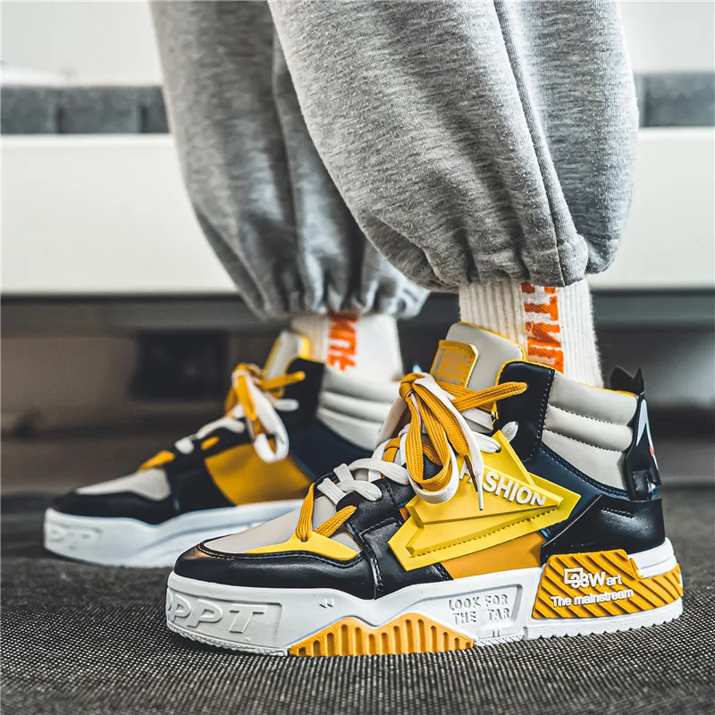 Skateboarding Shoes Sports Shoes Winter High Top Skateboarding Shoes Man Fashion Casual Leather Sneakers Men Trend Outdoor Non-slip