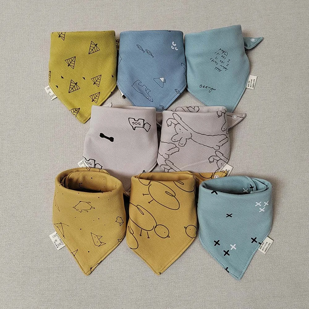8 Pieces Baby Bibs Bandana Triangle Cotton Soft Infant Feeding Burp Cloth Newborn Teething Slaiva Towel Boy Girl Accessories 3